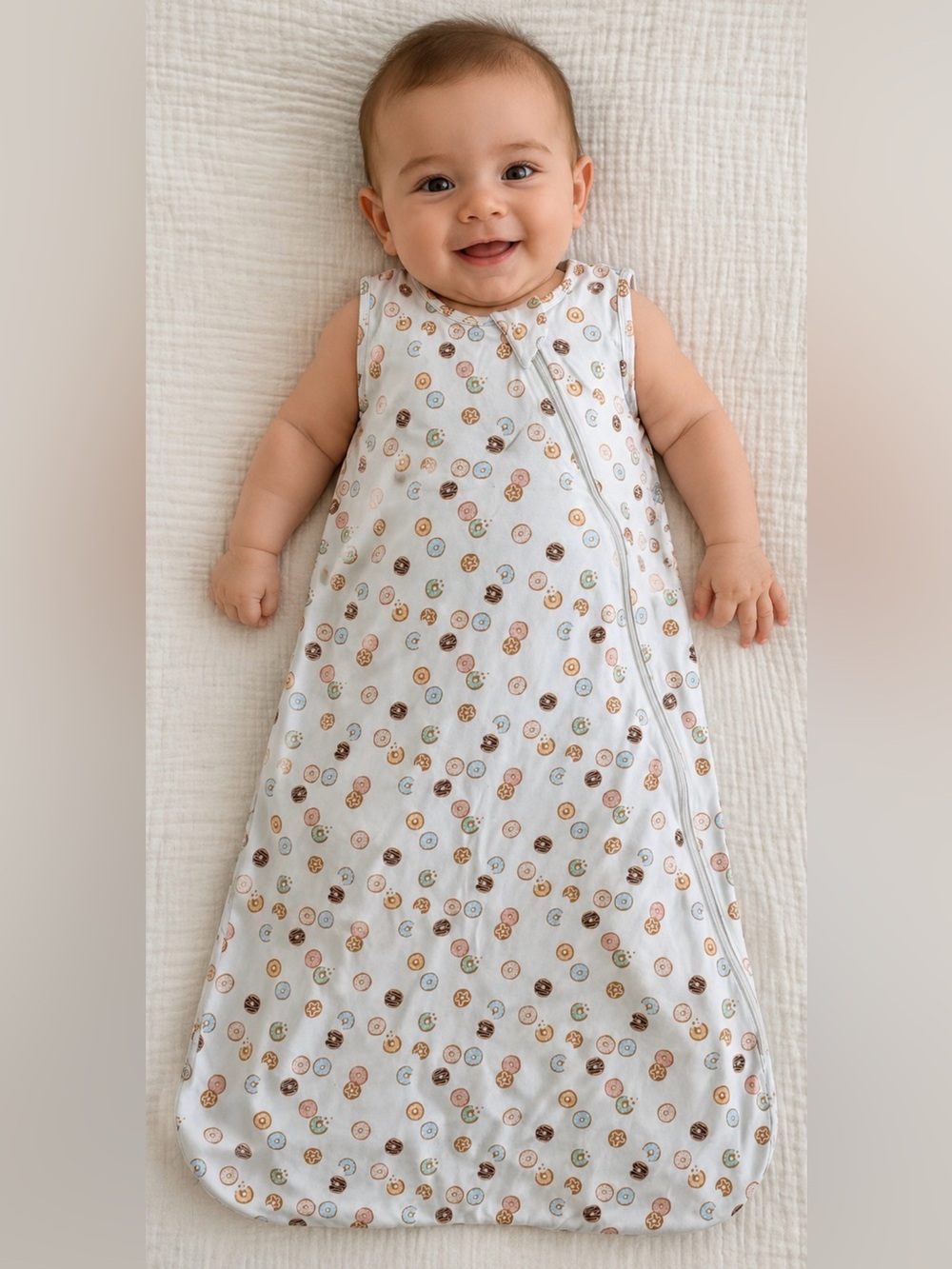 Quince 🍼 Bamboo Viscose Baby Sleep Sack Donut 🍩 Print Size Medium
